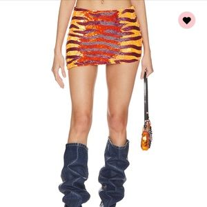 Miranda Embellished Mini Skirt in Orange & Pink